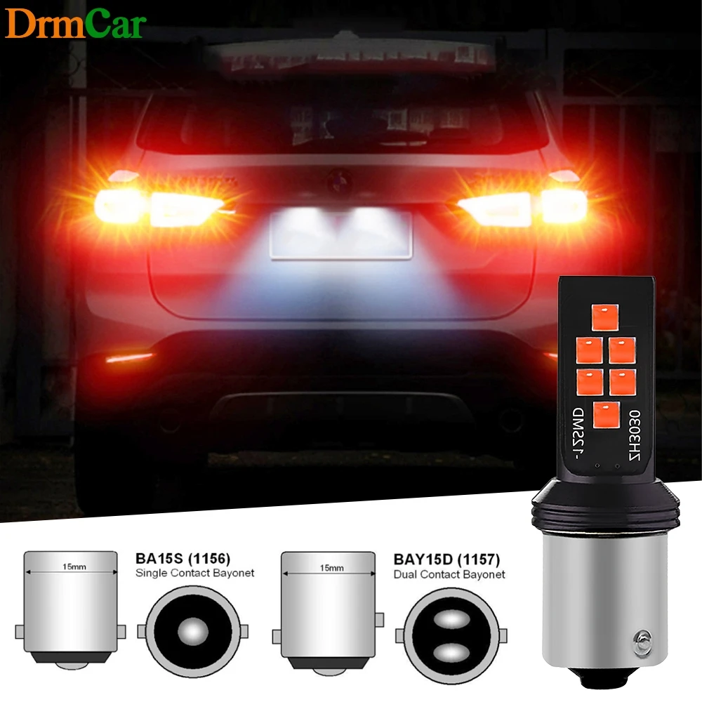 

1/2/4/10pc BA15S 1156 P21W 1157 7440 Car Brake Reverse Lamp 3030 12SMD Auto Styling Turn Signal Light Tail Bulb Red White Yellow
