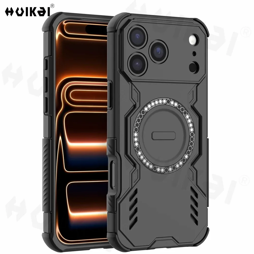 Capa Magnética para iPhone 17 Pro Max 17e 16 com Dissipação de Calor, Grau Militar, Antichoque, Antiderrapante e Proteção de Lente de Câmera Contra Quedas