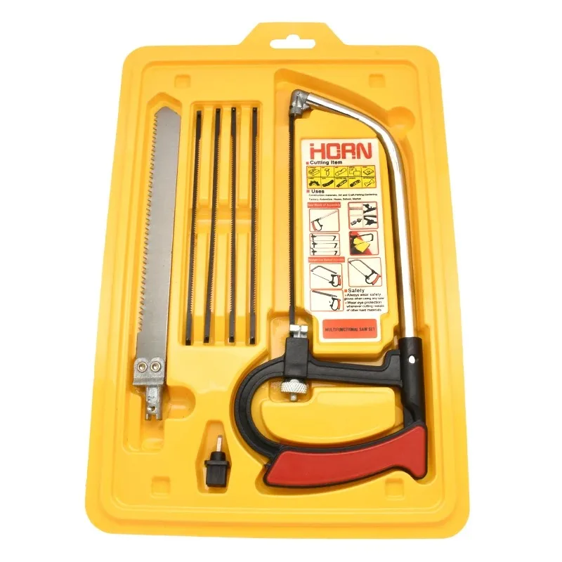 8-in-1 Multifunctional Hand Saw Kit, Steel Hacksaw for Metal/Wood/Glass, 6-Blade Mini DIY Woodworking & Modeling Tools