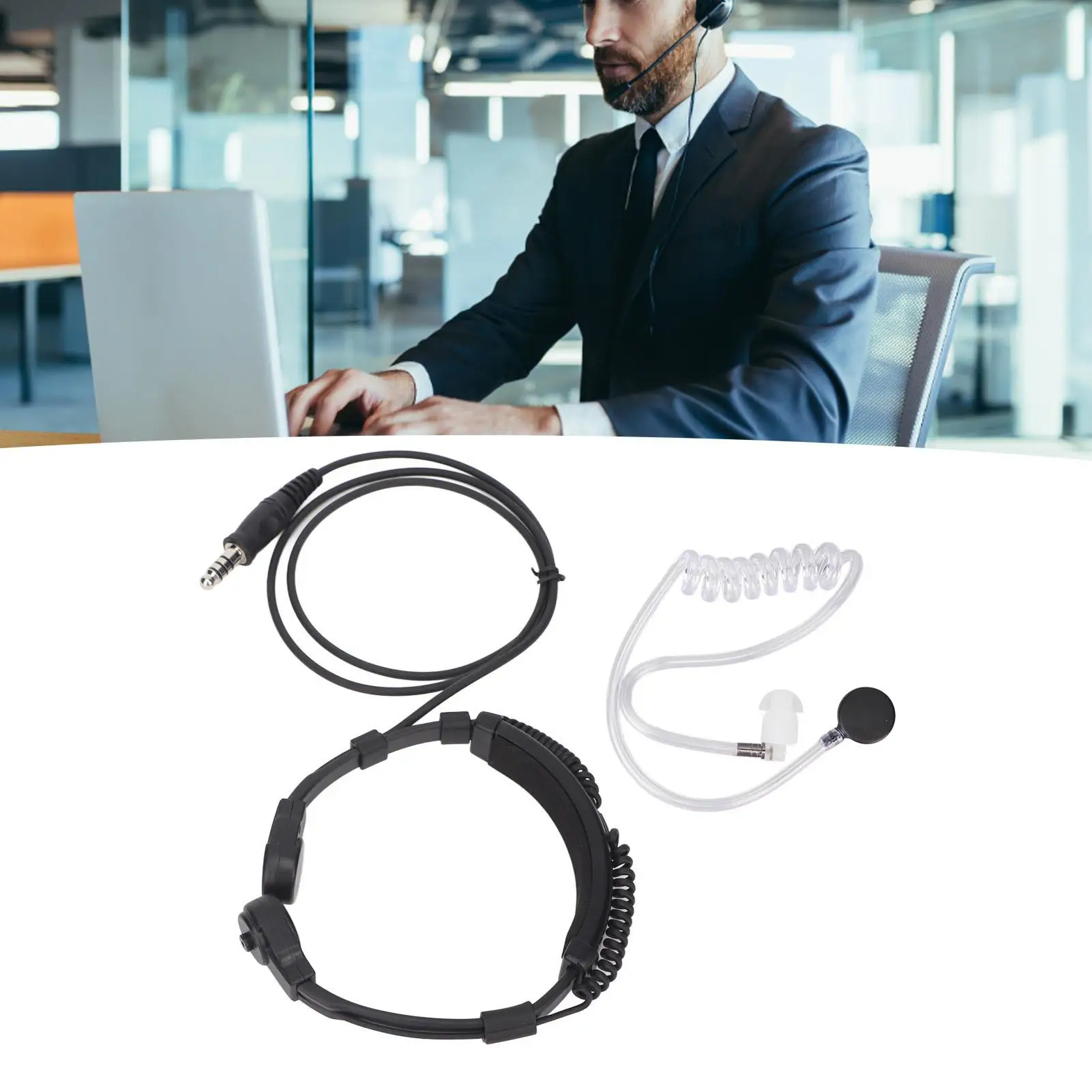 Garganta retrátil Mic Headset com Air Acoustic Tube, fone de ouvido para Baofeng, Kenwood, Yaesu, Motorola