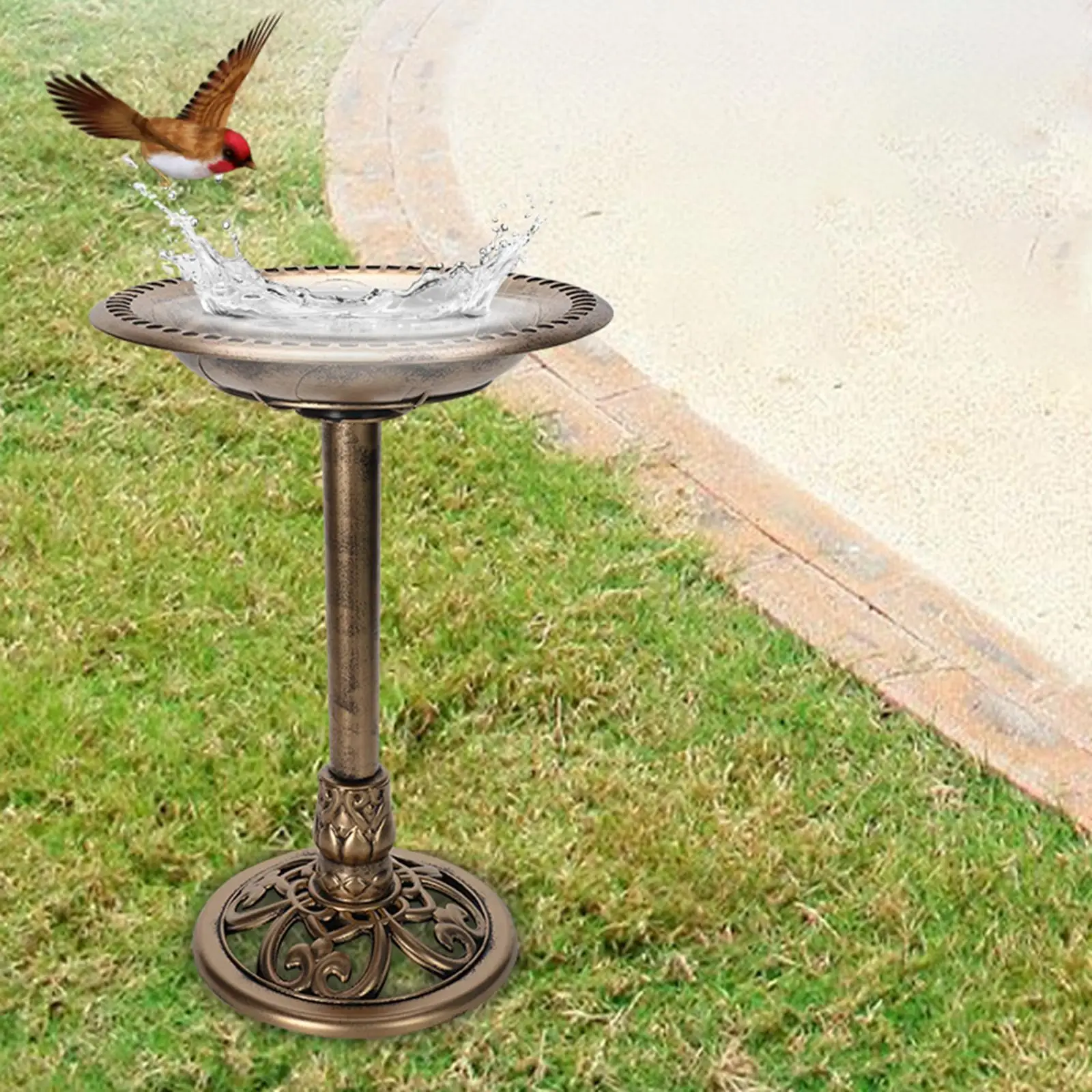 Pedestal Birdbaths Patio Pond Weather Resistant Balcony Outdoor Lightweight Antique Freestanding Backyard Courtyard Garden Decor