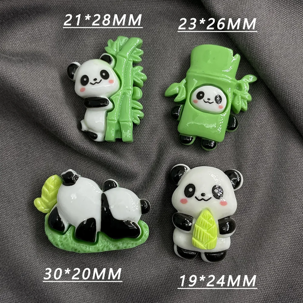 10pcs Kawai Resin Panda Bamboo Series Flatback Cabochons Character Parts DIY Ornament Jewelry Making Hairwear Accessorie image 3