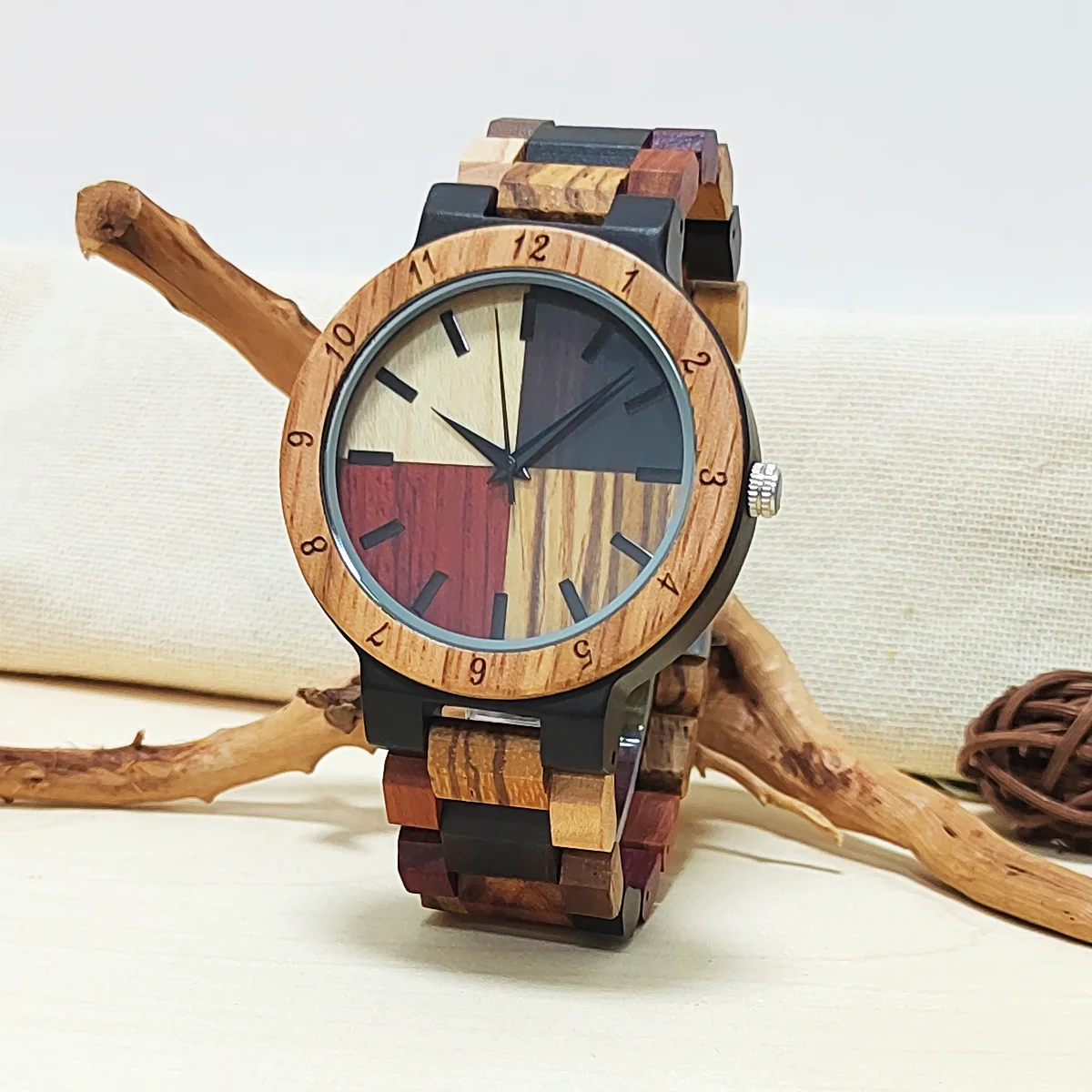 Engraved Colorful Wooden Men\'s Wrist Watch for Men Personalised Timepieces Wood Watches Customize Anniversary Wedding Day Gifts