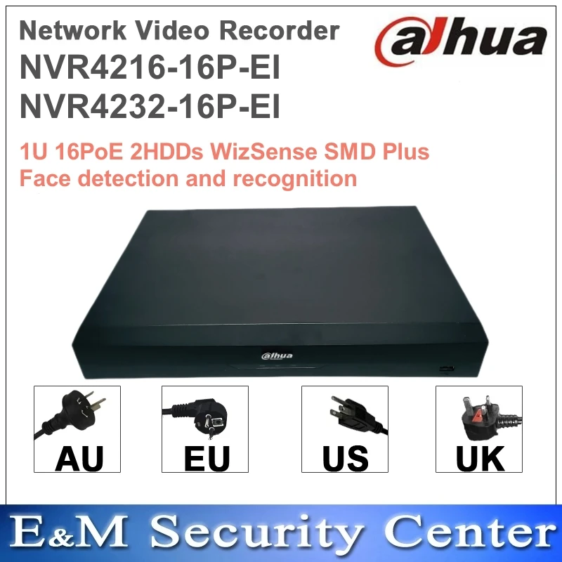 Original English Dahua NVR4208-8P-EI NVR4216-16P-EI NVR4232-16P-EI 1U 16/32 CH 16PoE WizSense Network Video Recorder