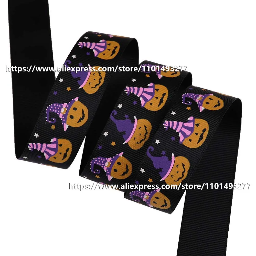 2.5cm Halloween Ribbon Printed Grosgrain Ribbon For Party Gift Packaging Decoration DIY Crafts