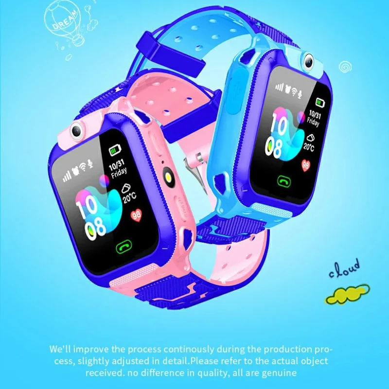 นาฬิกาอัจฉริยะสําหรับเด็กพร้อมกล้องและฉุกเฉิน SOS – นาฬิกา GPS หน้าจอสัมผัสกันน้ําสําหรับเด็กอายุ 4-12 ปี