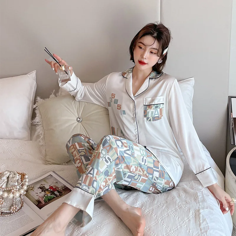 

Милая женская ночная рубашка из 2 предметов с принтом букв, вискозный Пижамный костюм, комплект для сна, домашняя одежда, летние Пижамные комплекты, одежда для сна