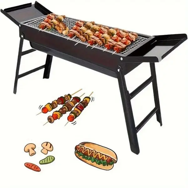 

23' Lightweight Charcoal BBQ Grill, Collapsible Stainless Steel Design for Picnics & Beach Parties - Portable Outdoor Grill