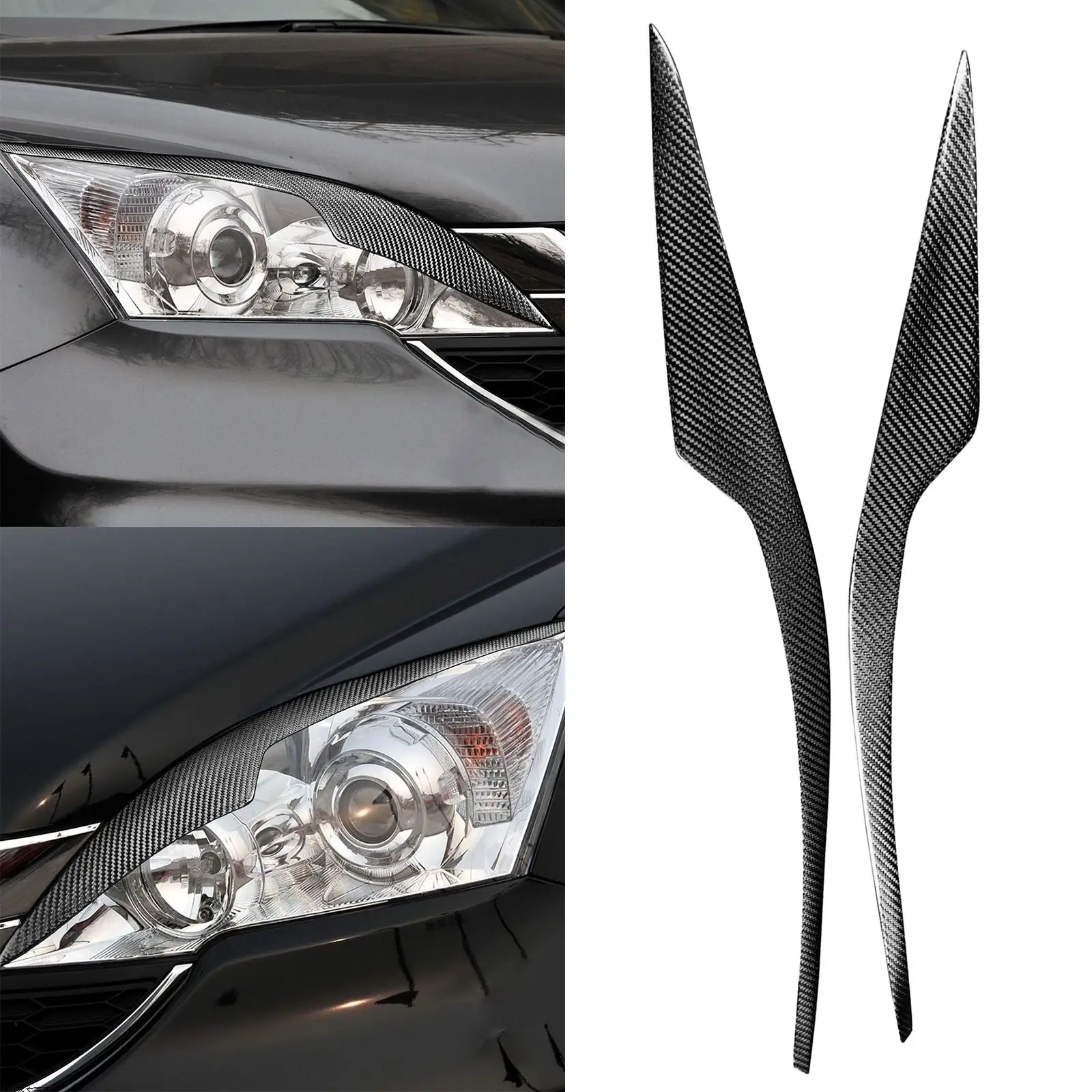 For Honda CR-V Carbon Fiber Front Headlight Eyebrow Eyelid Cover Trim 2007-2010