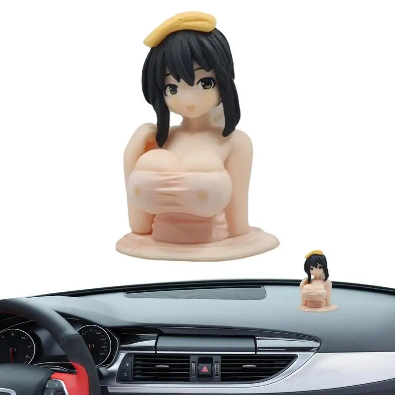 Car Miniature Dashboard Decorations Girl Shake Anime Action Figurine Ornaments For Car Interior Decor Supplies