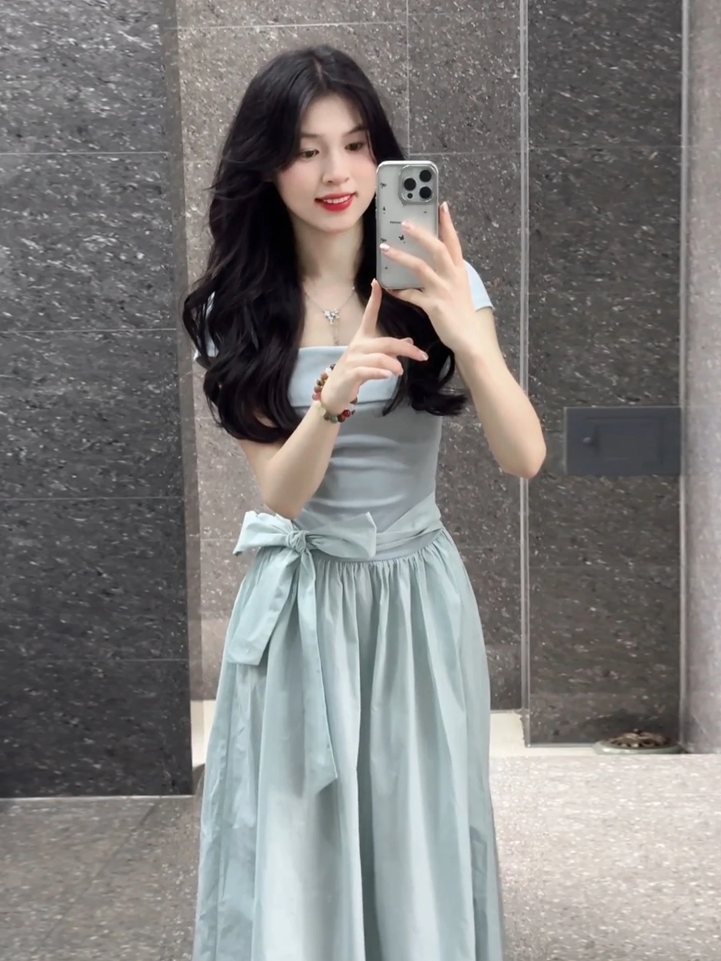 Robe longue pour femme, nouvelle collection été, design élégant, nœud à la taille, style japonais doux et élégant