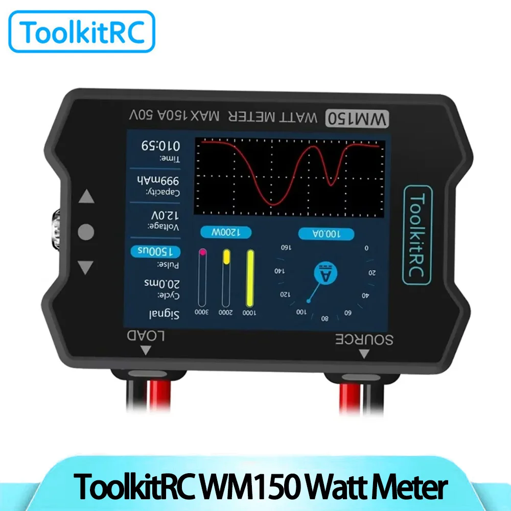 

ToolkitRC WM150 150A 50V Watt Meter Power Analyzer LCD Display Power Voltage Current Tester PWM Output for RC FPV Drone