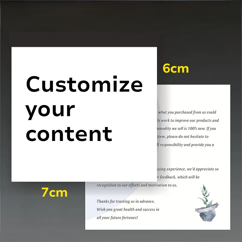 

1000 Pcs 7x6cm Custom Printed Thank You Cards Any Size Shape Personalized Greeting Card for Wedding Gift Packaging