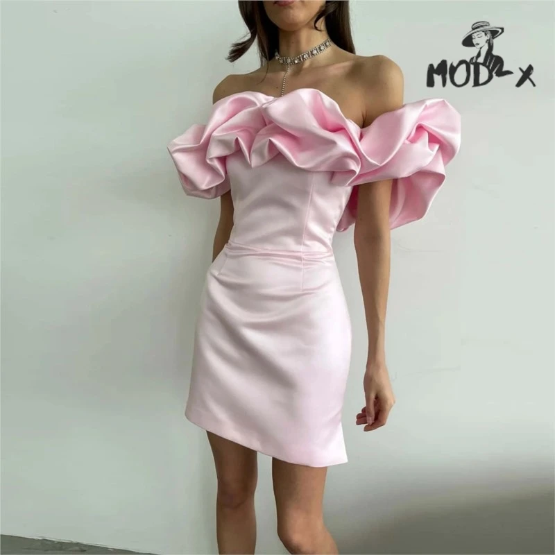 MODX Ruffled Sexy One-shoulder Dress Solid Color High-end Ethos Strapless Skirt Dress Dress Hot New 2024