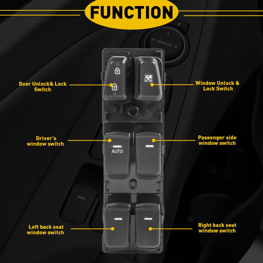 Front Left Power Window Switch 93570-3S000 Replace Internal Power Switch Driver Side Electric Master Control Window Switch Butto