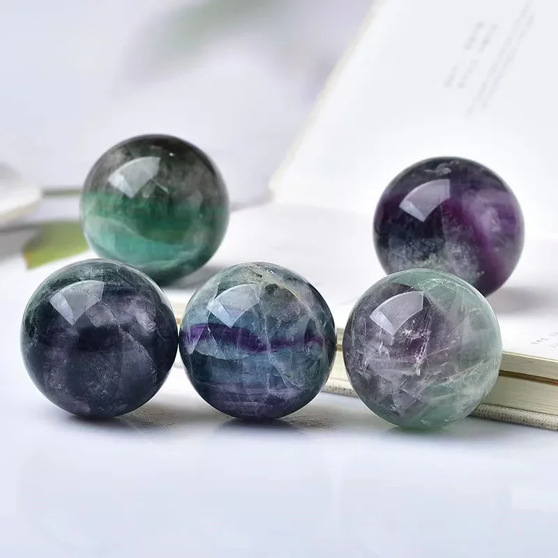 

100% Natural Polished Colorful Fluorite Crystal Ball Home Decor Office Fengshui Decoration Green Fluorite Crystals Ball 1pcs