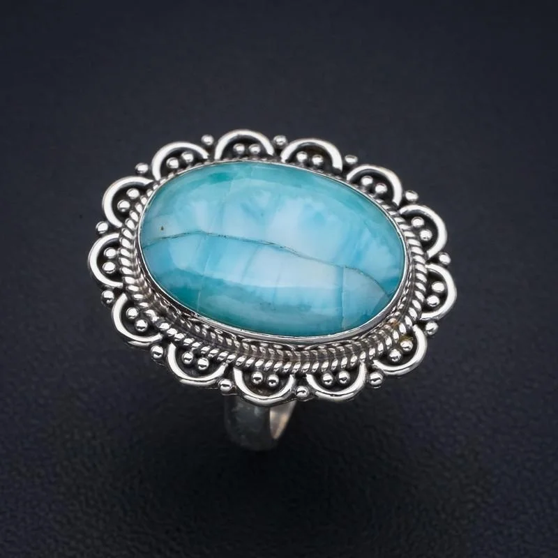 

StarGems Larimar Handmade 925 Sterling Silver Ring 6.75 F2781