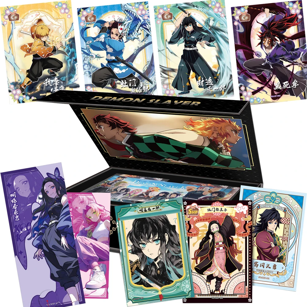 

Demon Slayer Collection Cards Lively Cute Anime Characters Ticket Design Exquisite Grating Transparent Cards Toys Gifts for Kids