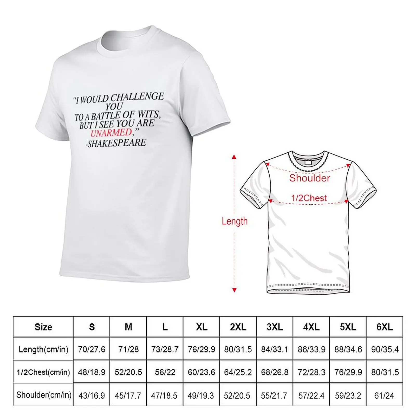 Shakespeare-Battle of Wits T-Shirt vintage Clothing t shirts men