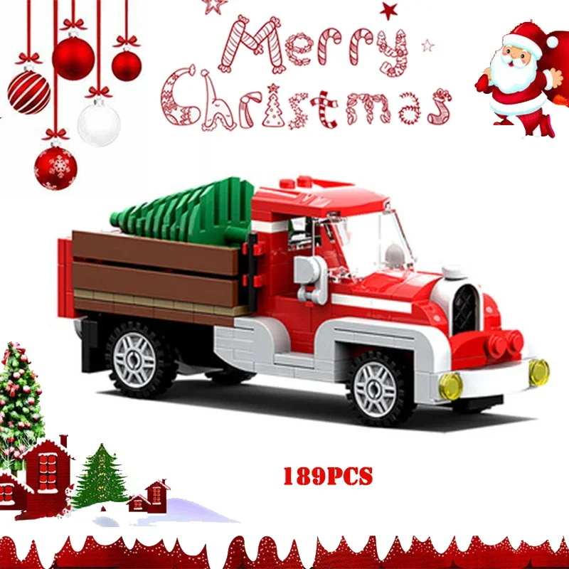 

New in Christmas Winter Village Old Truck Assembly Building Block Creative Puzzle Toys Toy For Children XMAS educational Gifts