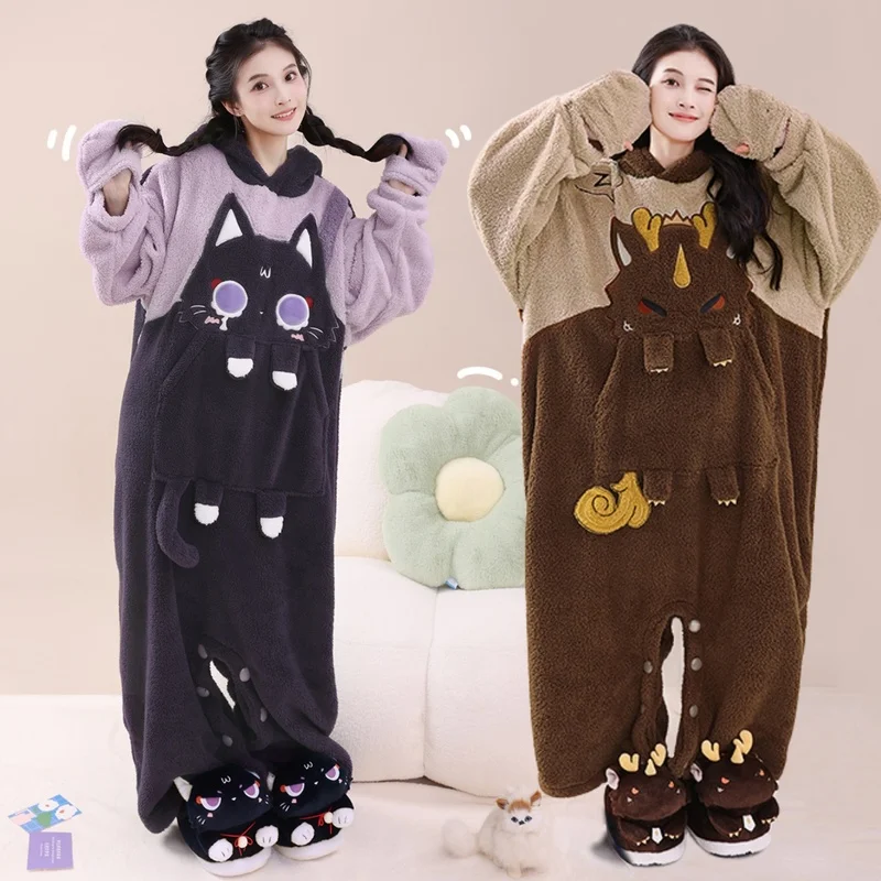 

Genshin Impact Genuine Pajamas Cosplay Costumes Anime Game Hu Tao Zhong Lixiao Scaramouche Autumn Winter Warm Clothing Shoes