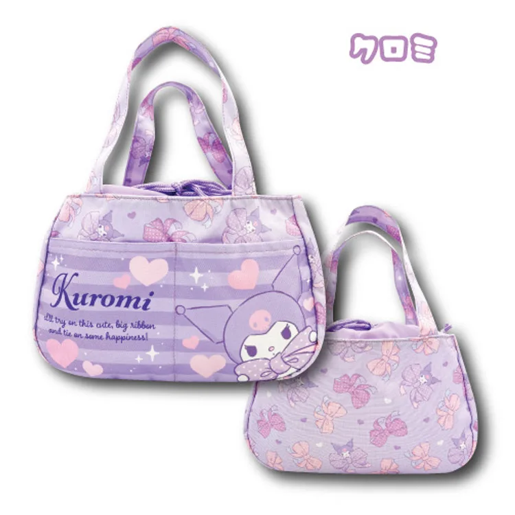 Kawaii Kuromi My Melody Cinnamoroll Multifunctional Lunch Bag Anime Sanrio Girly Heart Cute Drawstring Pockets Handbag