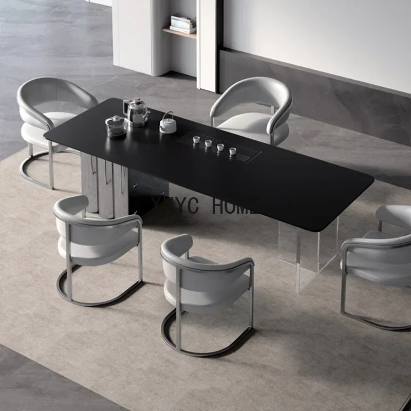 

Rock Board Office Desks Tea Table Modern Minimalist Home Office Acrylic Minimalist Desks and Chair Combination Furniture