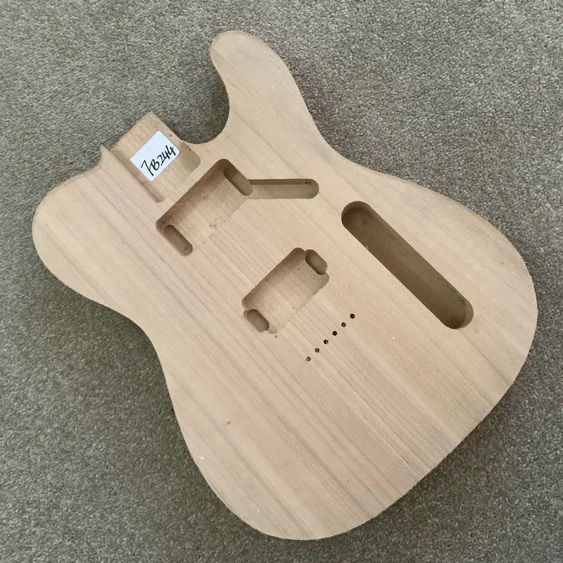 FB244 String Through Body Tele Electric Guitar Body in Solid Wood Unfinished No Paints Humbucker Pickups for TL Guitar DIY