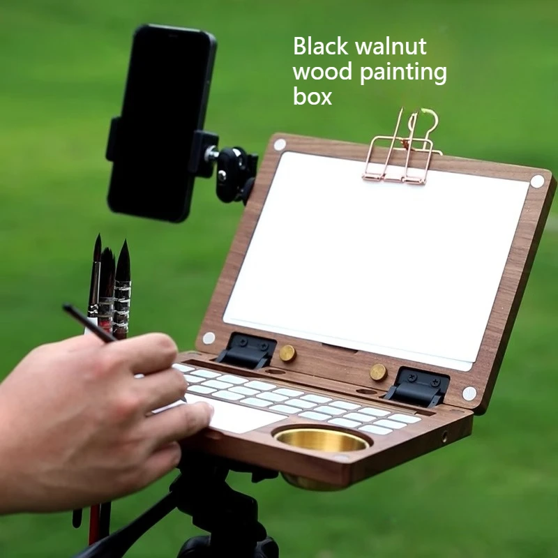 

Black Walnut Wood Watercolor Sketching Travel Paint Watercolor Box Portable Multi-functional Outdoor Complete Painting Tools