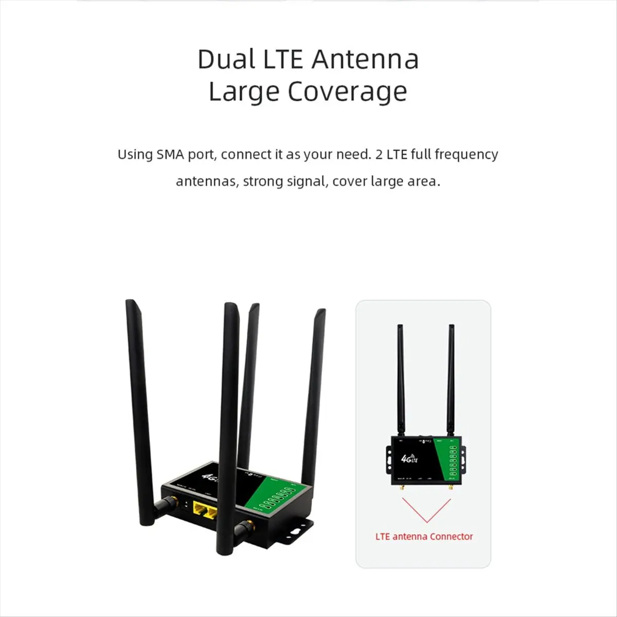 ●4G Industrial CPE Wifi Wireless Router Sim Card Slot Portable Mobile Hotspot 300Mbps External Antenna 32Users EU Plug
