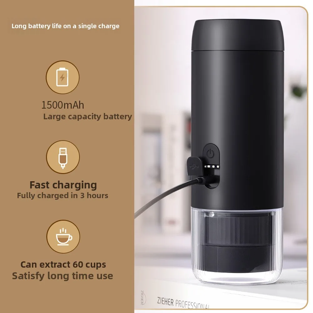 مجموعة ماكينة القهوة الإيطالية المحمولة المصنوعة من الفولاذ المقاوم للصدأ 2 في 1 مستخلص كبسولة مركزية مكتب منزلي صغير خارجي #2