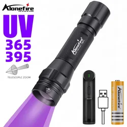 Ultraviolet 365/395nm Zoom Ultra Violet flashlight UV Fluorescent Blacklight Invisible Marker Curing Cat Dog Detector TK504