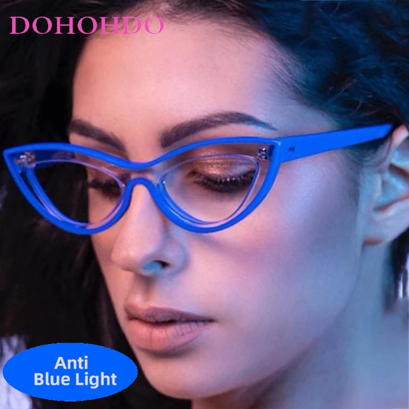 

Fashion Designer Candy Color Cat Eye Hipster Glasses Men Women Reading Optical Eye Protection Computer Anti-Blue Light Eyewear