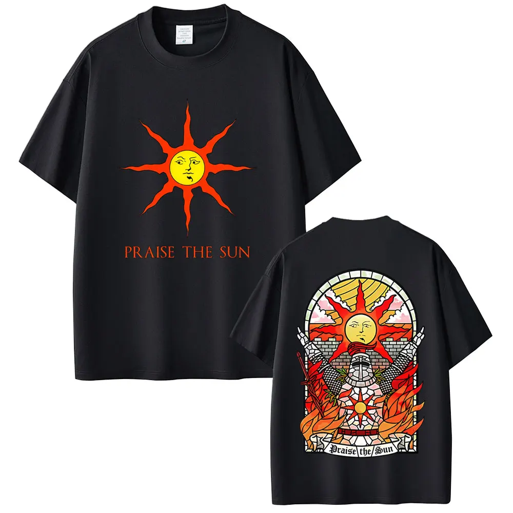 Game Dark Souls Church of The Sun Graphic T-shirt Men Women Fashion Gothic Rock T-shirts Men's Casual Vintage T Shirt Streetwear