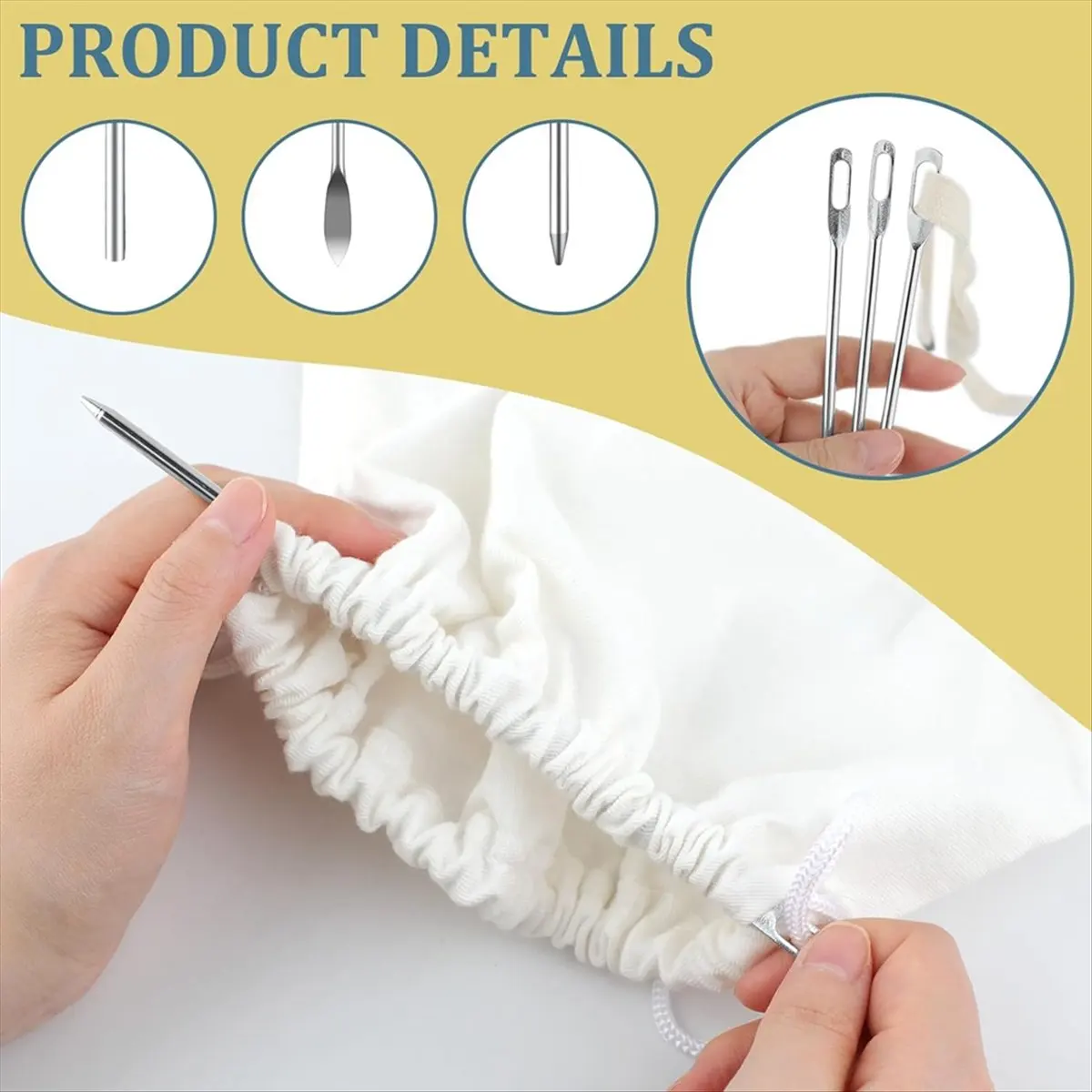 【~ NEW A89Z】Drawstring Threader Tool Set, Stainless Steel Sewing Loop Turner Hooks with , Flexible Drawstring Threader
