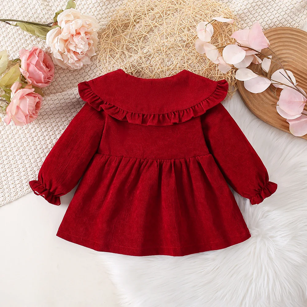 Fashion Toddler Girls Sweet Princess Dresses Newborn T-Shirt Red Xmas Girls Dress Clothes Infant Elegant Party Suits Vestidos