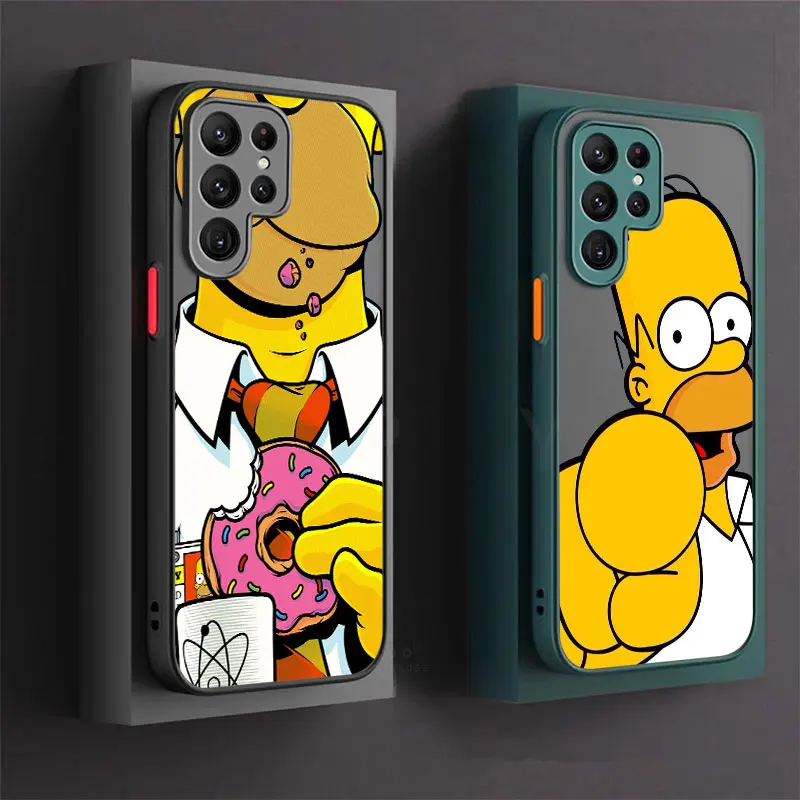 Cartoon The-Simpsons-Family Phone Case For Samsung Galaxy S24 Cases S23 Ultra S22 S21 S20 FE S10 Plus Samsung S24 Note 20 Cover