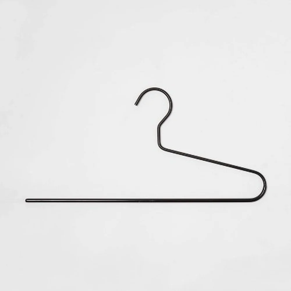 10 Pack Stainless Steel Pants Hangers Non-Slip Open Design Textured Bar Durable Closet Organizer Black Finish
