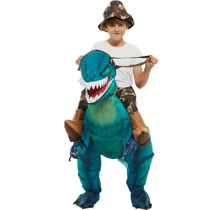 Simbok Halloween Inflatable Costume Children's Funny Cartoon Puppet Animal Mount Props Tyrannosaurus Rex Dinosaur Clothes