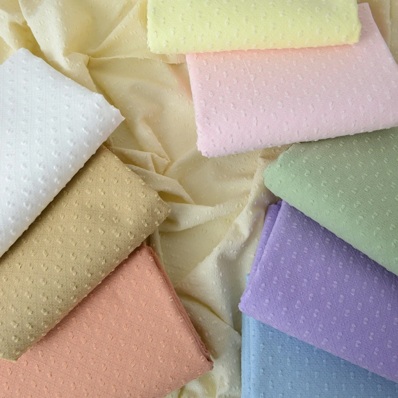 140x50cm Cotton Fabric Embroidery Dots Handmade Clothing Shirt Children's Dress Jacquard Cutting Solid Color Diamond Double Dot
