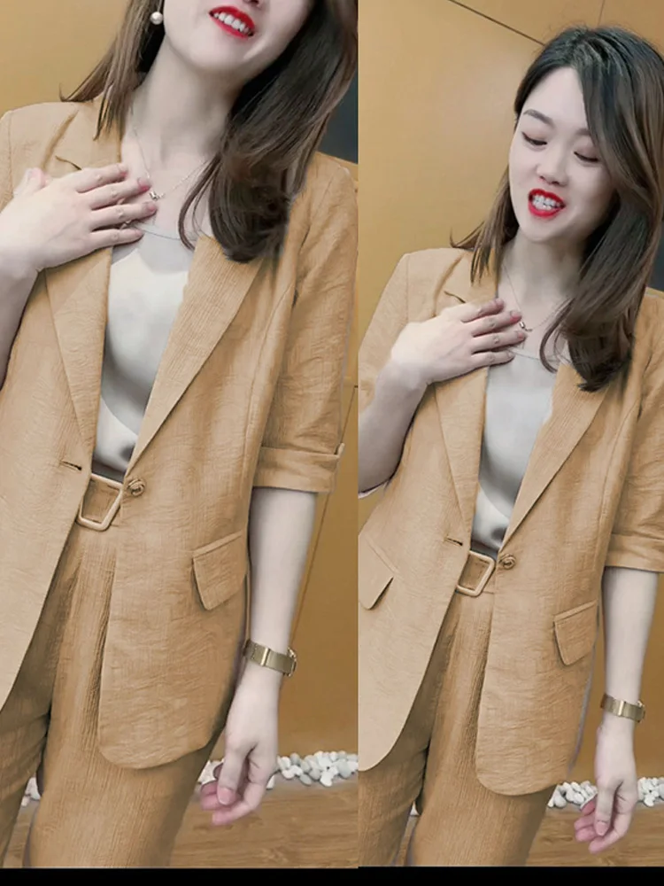 

Ele Casual Women's Suiting Set Profional Workwear Tee-Piece Outfit Design Spring Summer High-End Feel