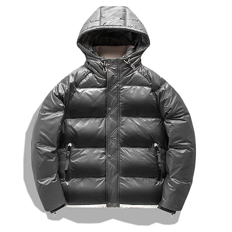 2023 inverno uomo brillante Parka con cappuccio moda lucido giacca spessa cappotto uomo caldo tinta unita piumino di cotone giacche uomo M-5Xl