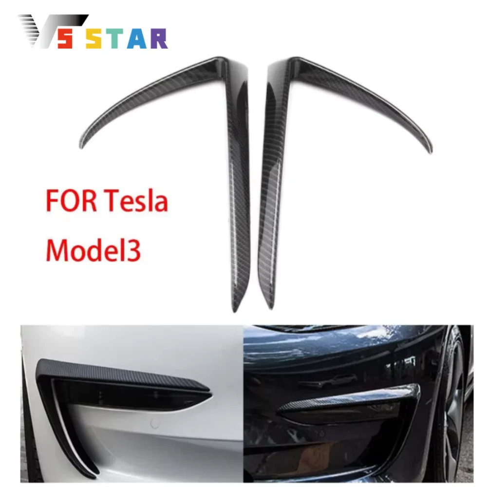 

Высокое качество, 2 шт., ABS, передняя противотуманная фара автомобиля, нож для бровей, передний бампер, накладка на нож ветра для Tesla Model 3 SLJ-1040, новинка