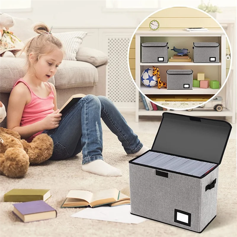 صناديق تخزين الكتب الهزلية، حاوية صندوق الكتب تحمل 150 كاريكاتيرًا، العودة إلى المدرسة، حافظة صندوق قصير كوميدي قابلة للطي مع غطاء