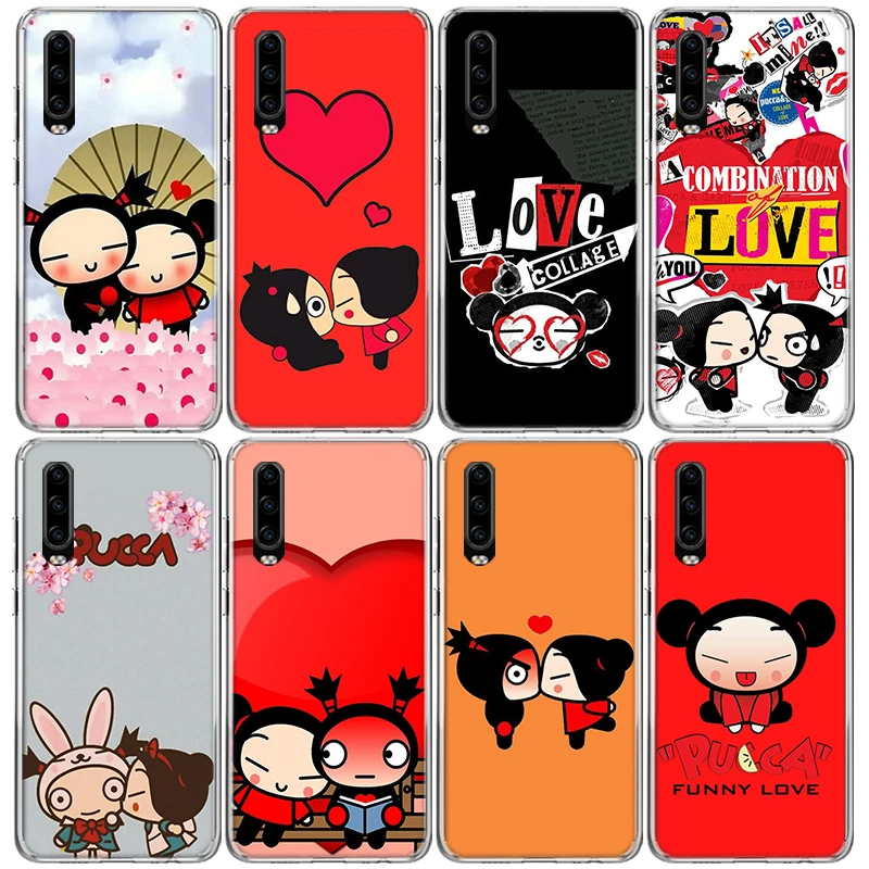 Cute Cartoon Pucca Garu Phone Case For Huawei P40 P30 P20 P10 Lite Mate 10 20 Pro Y5 Y6 Y7 Y9S P Smart Silicone Shell Print Fund