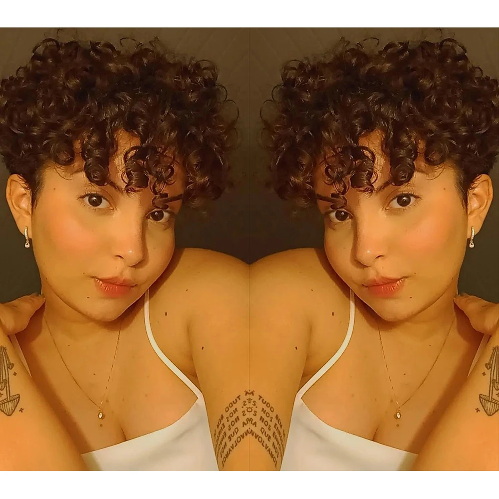 13×4 레이스 프론트 인모 가발 짧은 픽시컷 가발 곱슬곱슬한 브라질 레미 헤어 글루리스 가발 여성용 100% 인모 가발