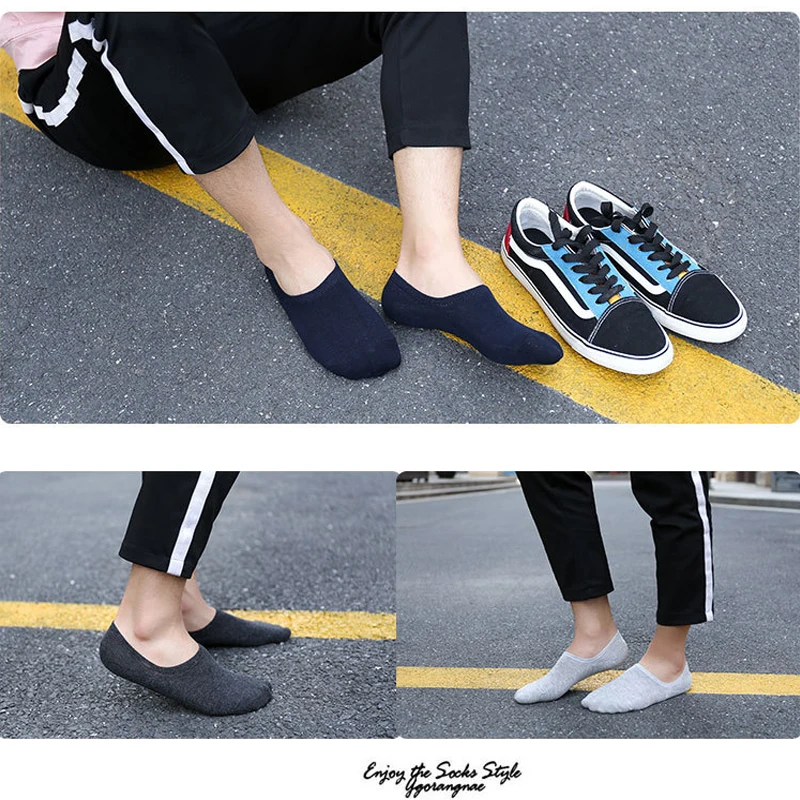 5/10/20 Pasang Kaus Kaki Pendek Unisex Warna Solid Bernapas Menyerap Keringat Kaus Kaki Tak Terlihat Pria Wanita Lembut Kasual Kaus Kaki Tanpa Tali