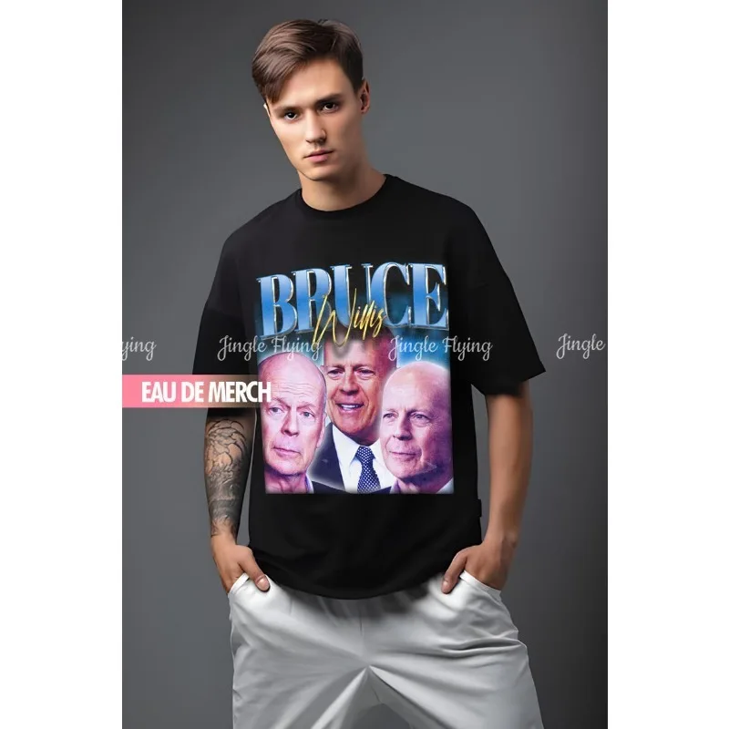 Футболки Винтажная рубашка Футболка 90-х годов Футболка Tribute Мерч Футболка Брюса Уиллиса Фанаты Футболки Винтажная рубашка Футболка 90-х годов Футболка Tribute Мерч Футболка Брюса Уиллиса Фанаты