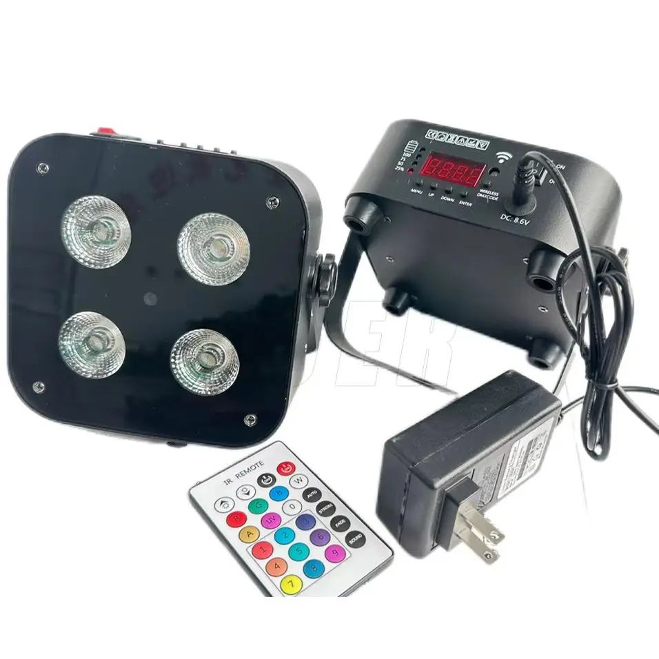 4PCS/LOT LED 4x15W RGBWA-UV Wireless DMX APP Remote Control Wall Wash Effect Strobe For Dj Disco Indoor Party Floor Par Light