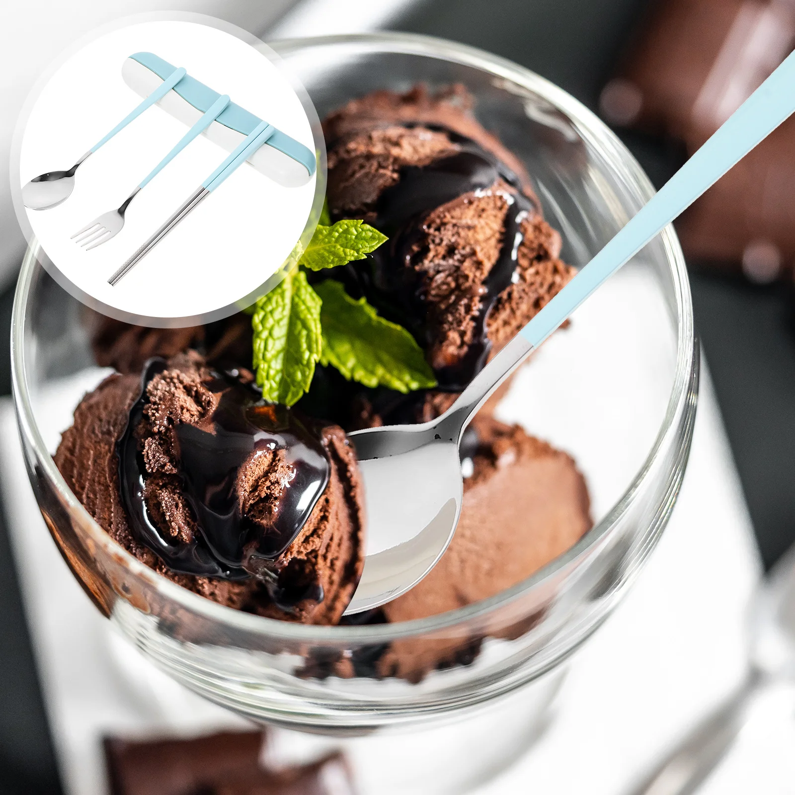 

1Set Travel Tableware Set Stainless Steel Fork Spoon Chopstick Portable Outdoor Utensils Kit with Storage Case